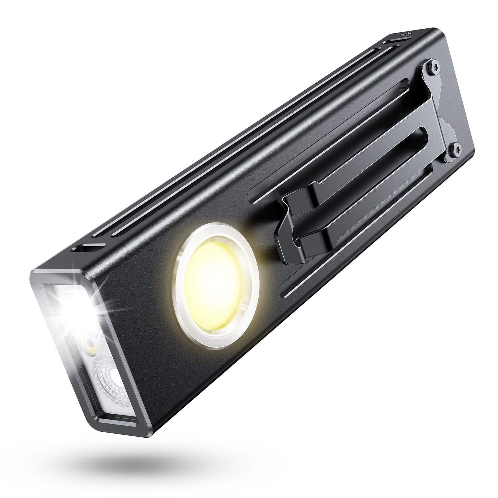 EOIWUY Torch Rechargeable, UV Torches LED Super Bright 1300LM, Flat Design & Clip-On Magnetic Flashlight with 4-in-1 Spotlight/UV/COB Floodlight for Dog Walking, Camping, Emergency, Pet Urine Detector