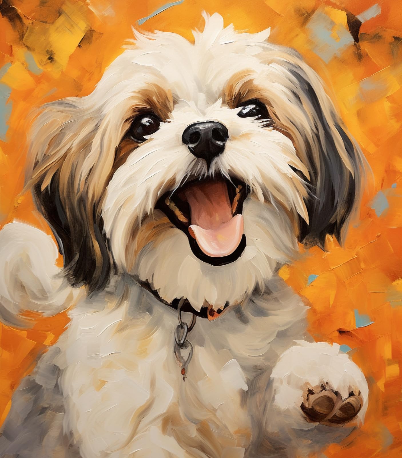 Paint by Numbers for Adults Kids,Cute pet Dog,Shih Tzu,Children,Beginners,DIY Gift Arts Kits with Brushes and Acrylic Pigment,40x50cm