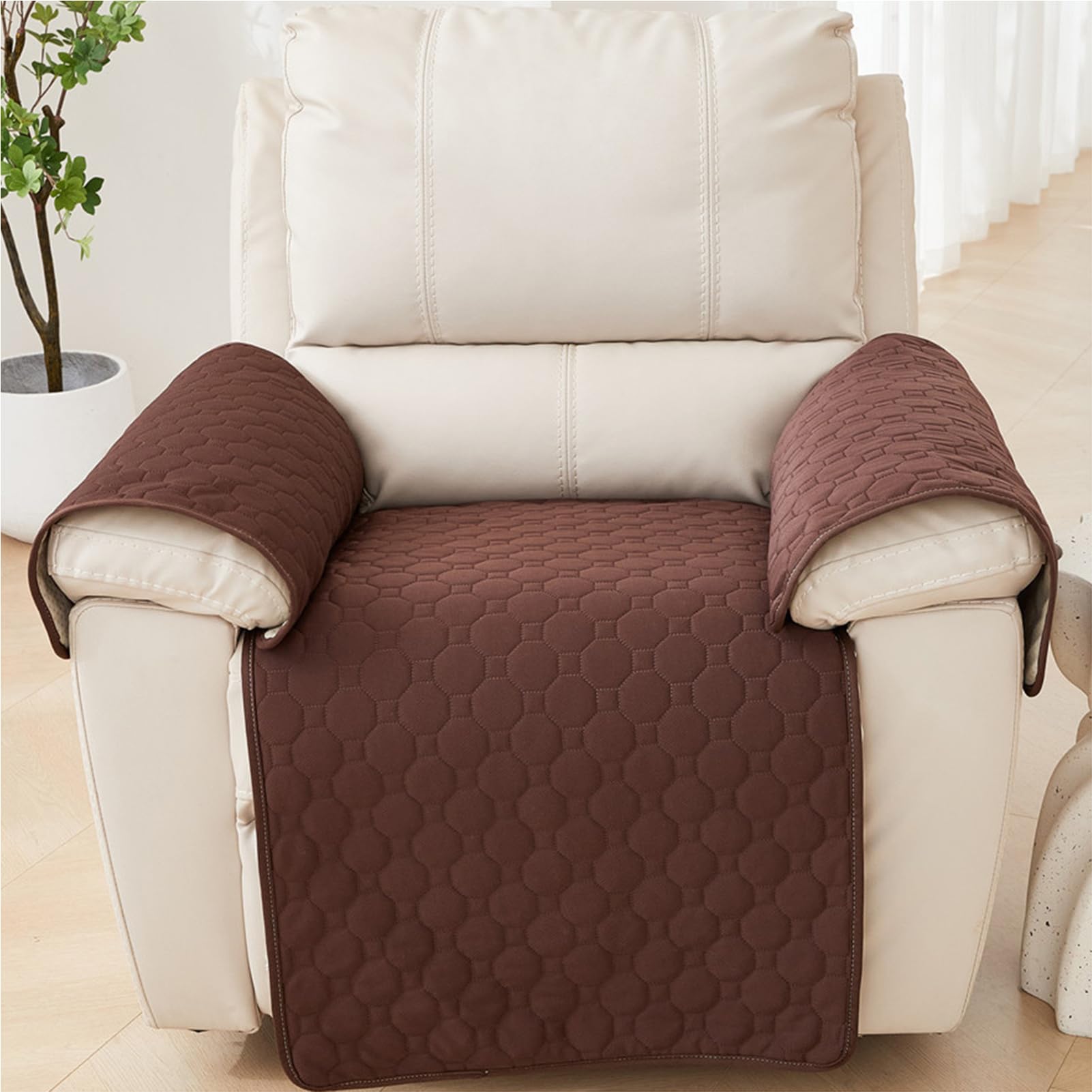 Copripoltrona Relax, Copertura Salvadivano Copri Poltrona Relax Reclinabile, Tappetino Antiscivolo Lavabile per Protezione Divano per Braccioli E Divani Rimovibili (caffè,Set da 4 Pezzi)