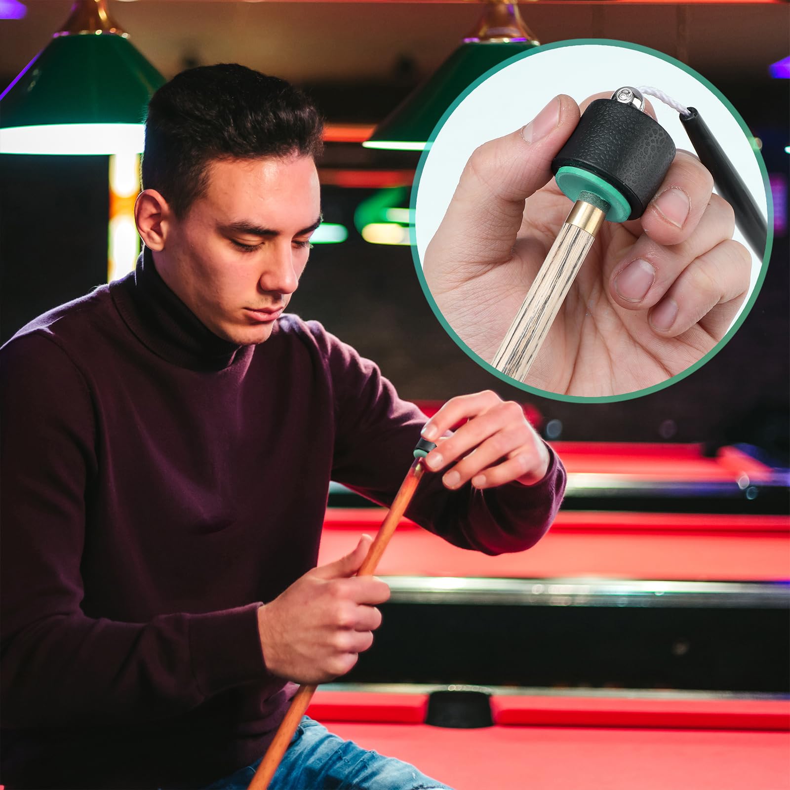 Porte-Craie Pour Billard En Caoutchouc - Avec Cordon De 30 Cm - Accessoire Table De Billard/Snooker - 2