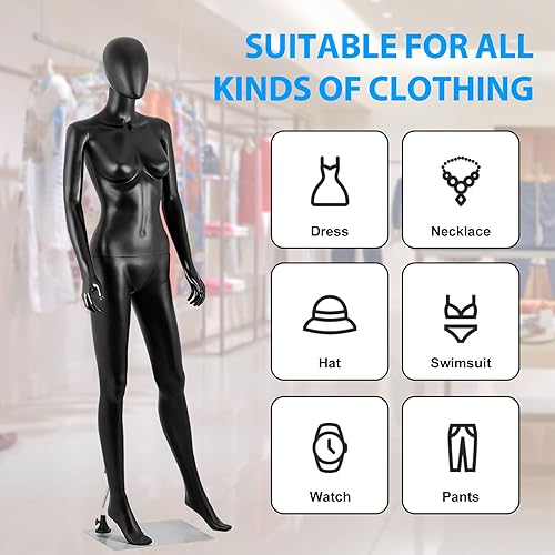 Miniatura 8 de ZENY Maniquí femenino de cuerpo completo con forma de vestido de maniquíes ajustables de 70 pulgadas, modelo de vestido de maniquíes desmontable con