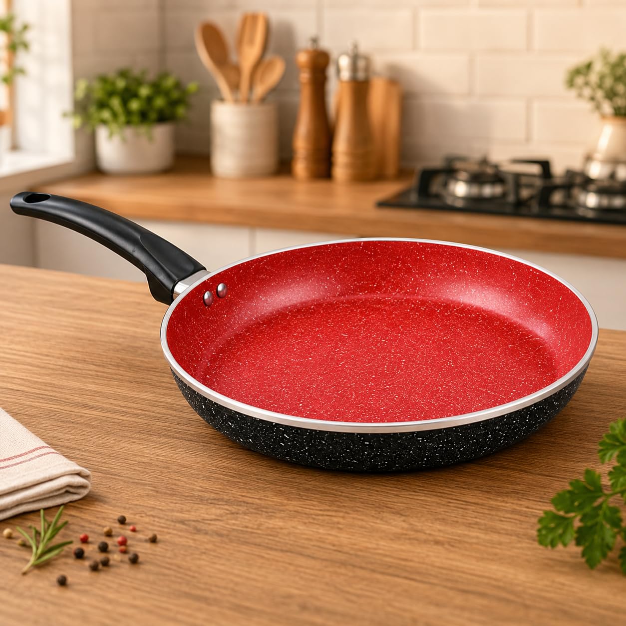 Frigideira Antiaderente 28cm Fratelli Max Chef Black Red | Fundo de Indução | Alumínio