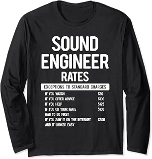Studio Audio Engineer Rates Sound Guy Tech Long Sleeve T-Shirt