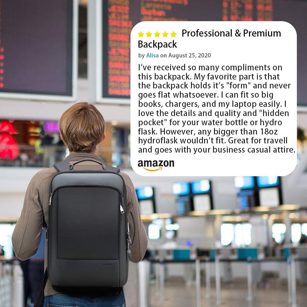 BOPAI Travel Backpack for Men Business Laptop Backpack 15.6 inch Smart Rucksack Anti Theft Backpack Large Capacity Multi Function Backpack Office Black Image