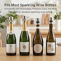 Vista 6 de I-MART Paquete de 6 tapones de champán de acero inoxidable, Prosecco, tapón para botella de vino espumoso, corcho