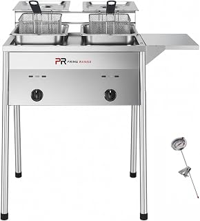 Dual-Tank Propane Deep Fryer – Outdoor Stainless Steel Fryer with High-Output Burners, Large Oil Capacity & Precision Temperature Control – Perfect for Backyard