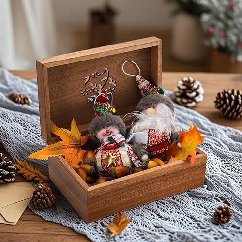 Miniatura 6 de Caja de recuerdo, madera de acacia grabada floral con tapa con bisagras, organizador decorativo de almacenamiento de joyas para el día de la madre,