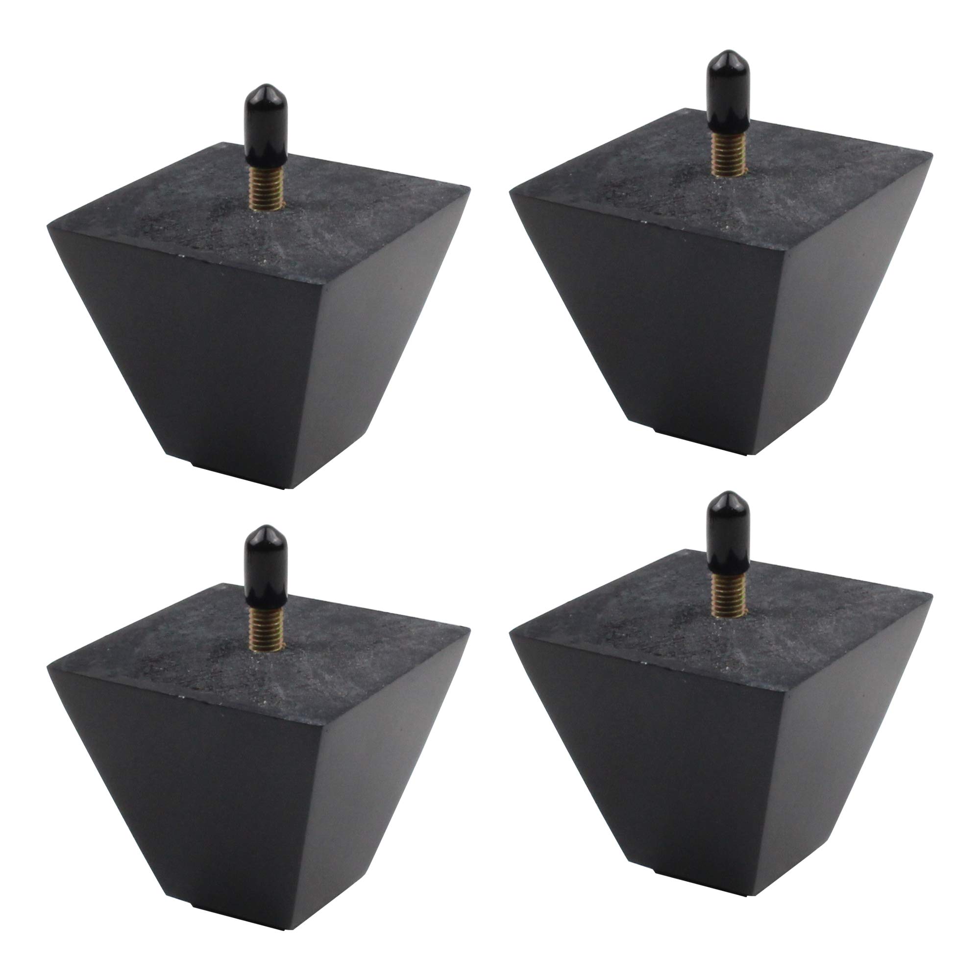 Buy Wood Furniture Legs 2.5 inch Pyramid Square Pack of 4 Black Color
