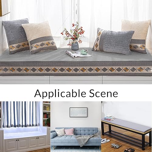 Miniatura 7 de CAMAL Cojines de asiento de ventana estilo bahía para interiores, cojines de asiento de felpilla antideslizantes para interiores, tapete rústico