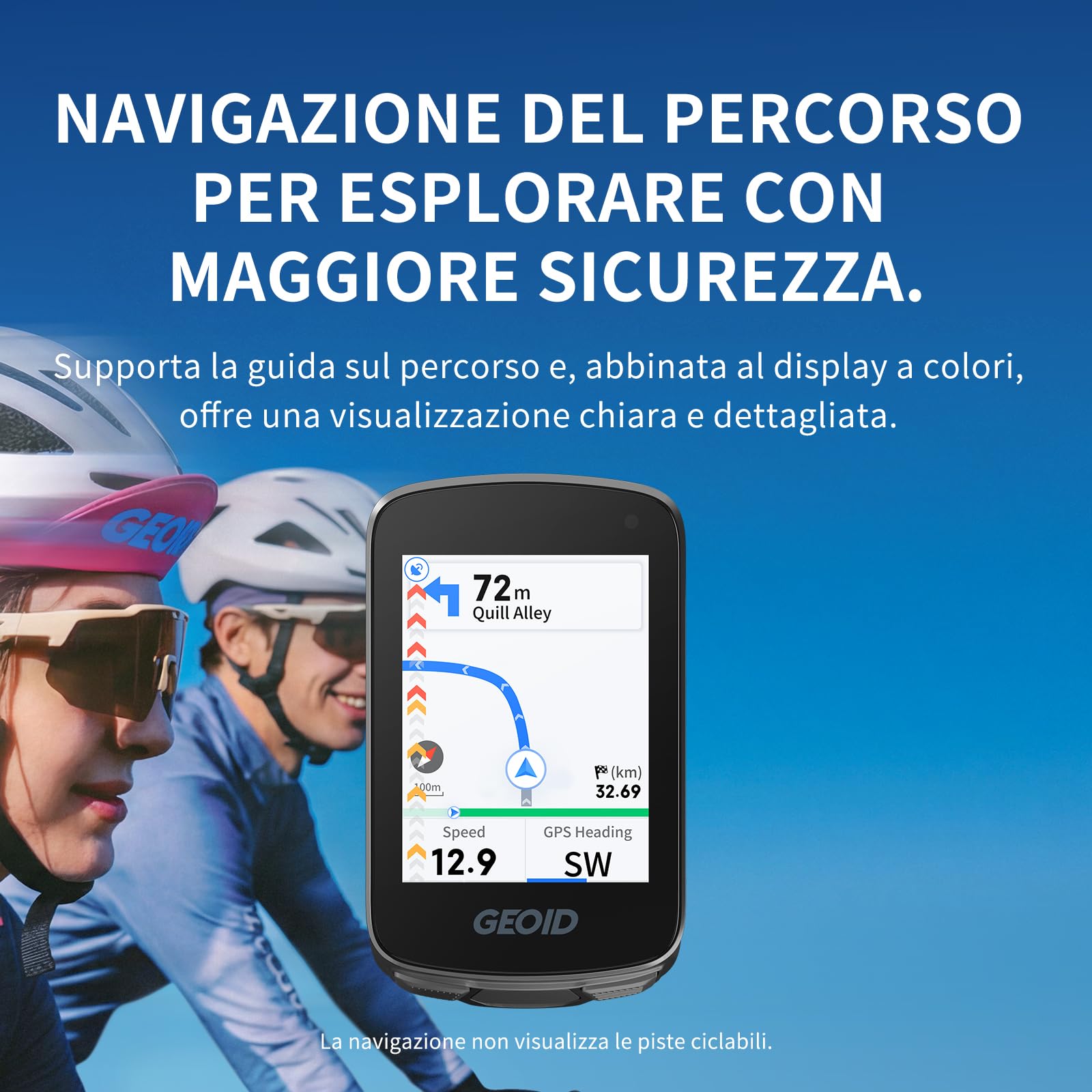 GEOID CC700 GPS Contachilometri Bici Senza Fili con Grande Schermo a Colori 2,8 Pollici – Ciclocomputer GPS con Navigazione per Tracciato, ANT+ & Bluetooth, IPX7 Impermeabile, Autonomia 15-25 Ore