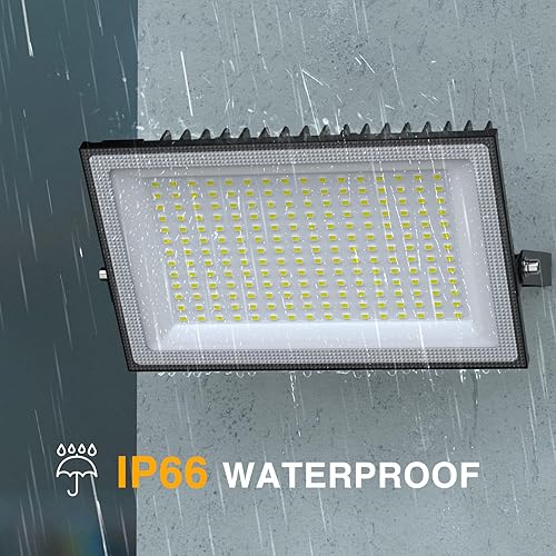 Miniatura 5 de Onforu Paquete de 2 luces LED de inundación de 200 W, 22000 lúmenes, luces de seguridad superbrillantes, IP66 impermeable para exteriores, luz de