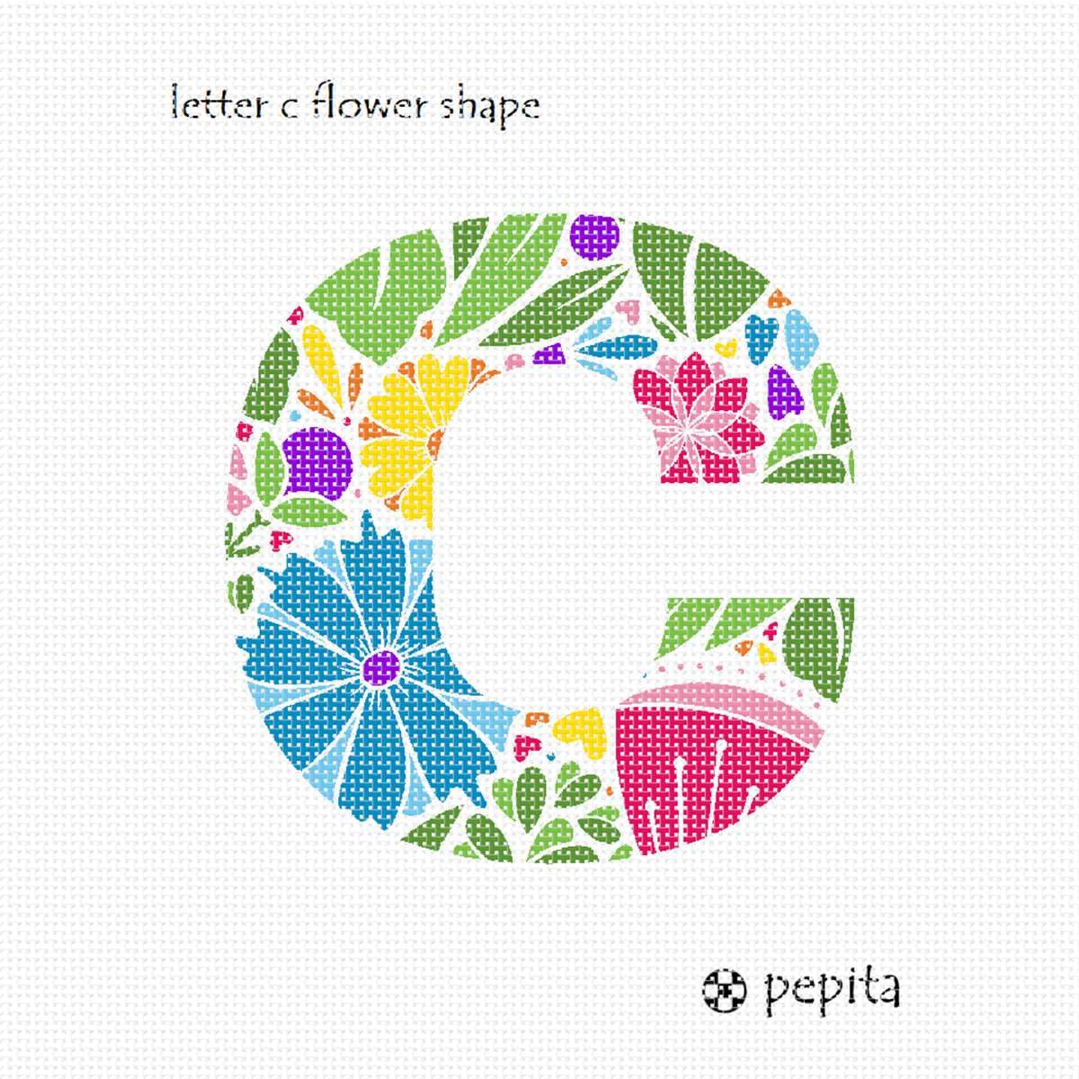 Pepita Needlepoint kit: Letter C Flower Shape, 7