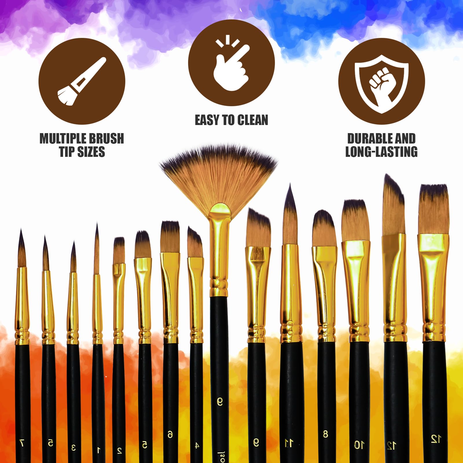 Pinceles de pintura acrílica con cerdas de nailon para pintura acrílica, óleo y acuarela, para finiaturas corporales, manualidades y suministros de pintura, regalos para artistas