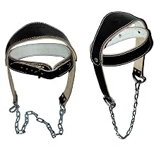 Shihan Head Neck Dipping Harness Leather-Black with Chain Fitness-PRO Neck Dipping Harness, Neck Muscle Builder Exerciser