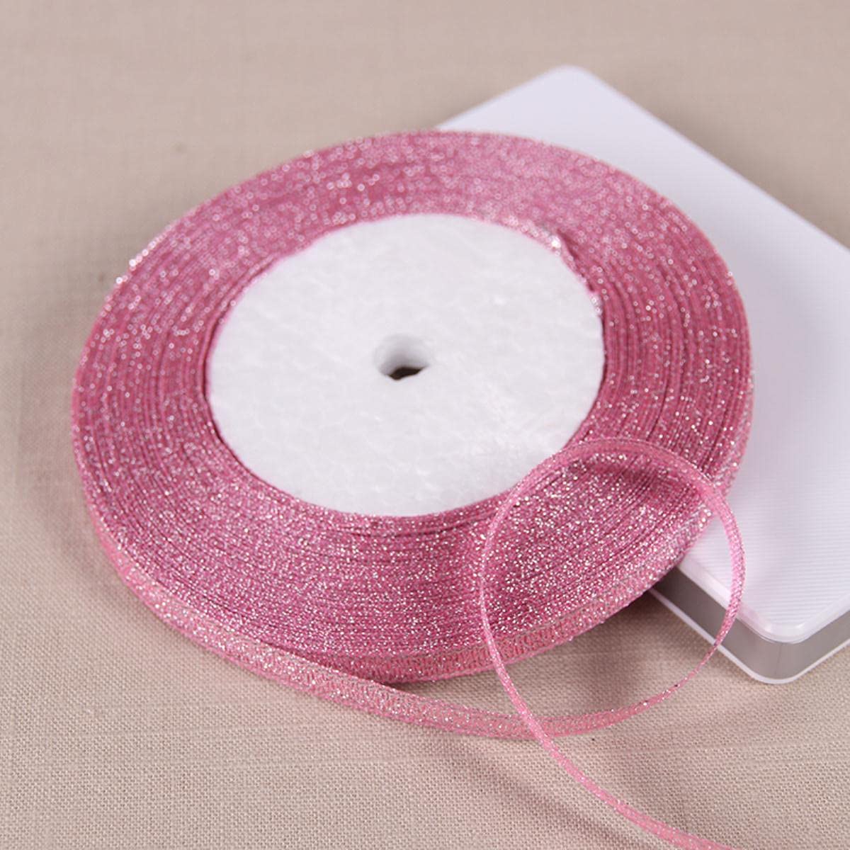 Set 6 Nastri Glitterati Metallizzati Tanstic | Oro, Argento, Rosso, Viola, Verde, Rosa | 1,2 Cm X 22,9 Mt Per Pacchetti Regalo