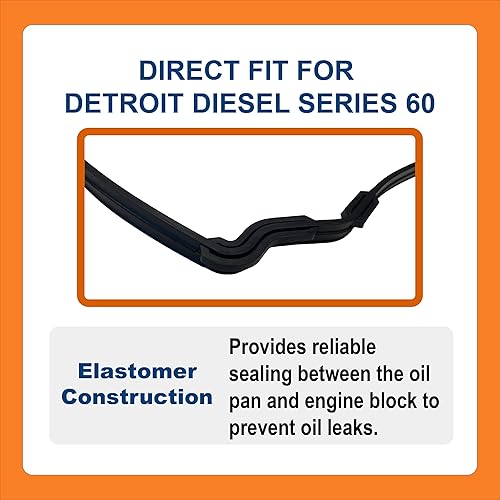 Miniatura 3 de BTS-23539104 - Junta de cárter de aceite, compatible con motor Detroit Diesel Series 60, repuesto para OEM 23539104 23522279, Junta de Cárter
