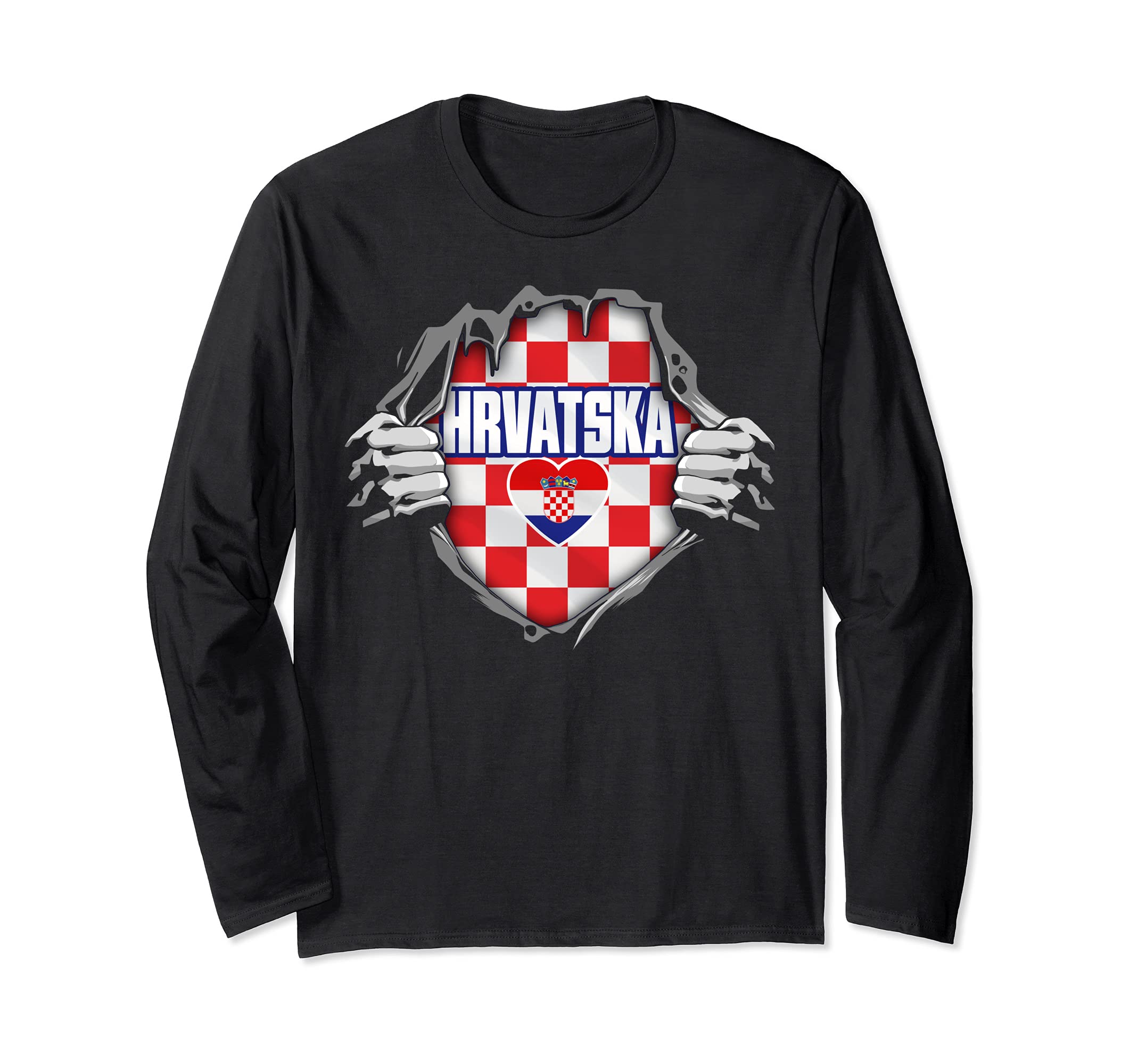 Croatia Croatian National Flag I Love Croatia Long Sleeve T-Shirt, Black