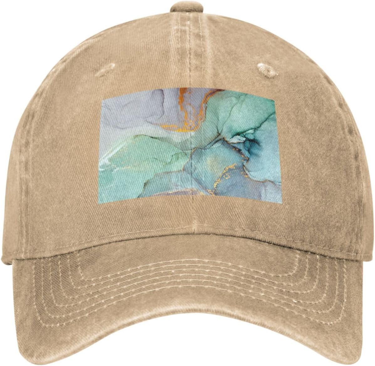 Colourful Marble Print Cowboy Hat Personalized Baseball Cap Fashion Hat Cap Funny Gifts for Women Men Natural