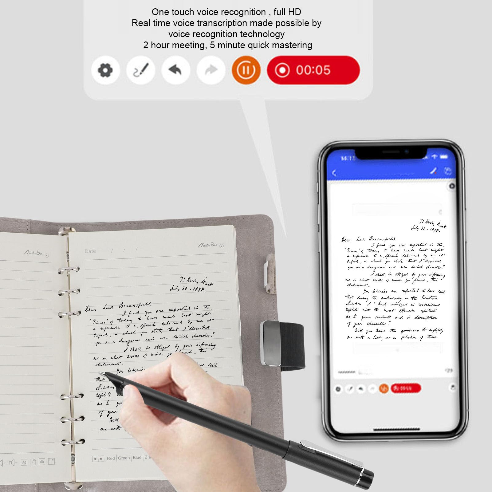 Smart Pen, set di scrittura intelligente per taccuino digitale con sincronizzazione in tempo reale, blocco delle impronte digitali, disegno AI, traduzione e condivisione di