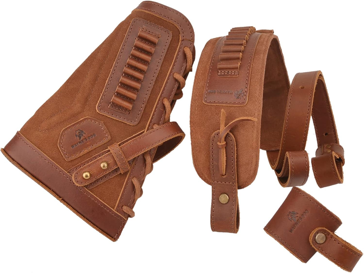 No Drill Leather Rifle Sling with Gun Buttstock for Lever Action .30-30 .30-06 .308 .357 .45-70 .22LR