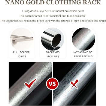 Clothing Rack Wall Mounted Garment Bar Rod, Multi-Purpose Clothes Storage Hanger Retail Display Stand, Clothing Store Clothes Hanging System Metal Pipe, Boutiques Coat Rack Storage Rail Pole
