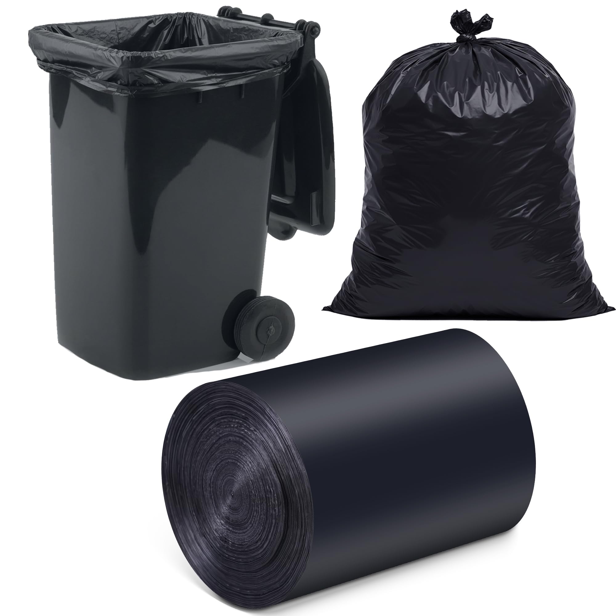 13 Gallon Multipurpose Tear-Resistant Trash Bags,Heavy Duty,Tastless and Black Garbage Bags (100 Count,60x80cm)