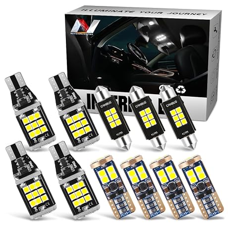 NUVISION LIGHTING 11 Pcs Dome Light LED Car Interior Bulb Kit Compatible With 11-16 F250-550SD, 194 (4B) 578 (3C) 921 (4A), Car Courtesy Dome Glove Box License Plate Map Cargo Light, IN-LED-KIT-008