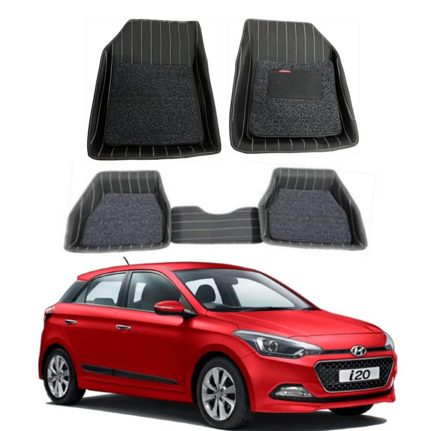 DS ENTERPRISE 9D Car Floor Mats Foot Mat Compatible for Hyundai i20 20152019 Models Black