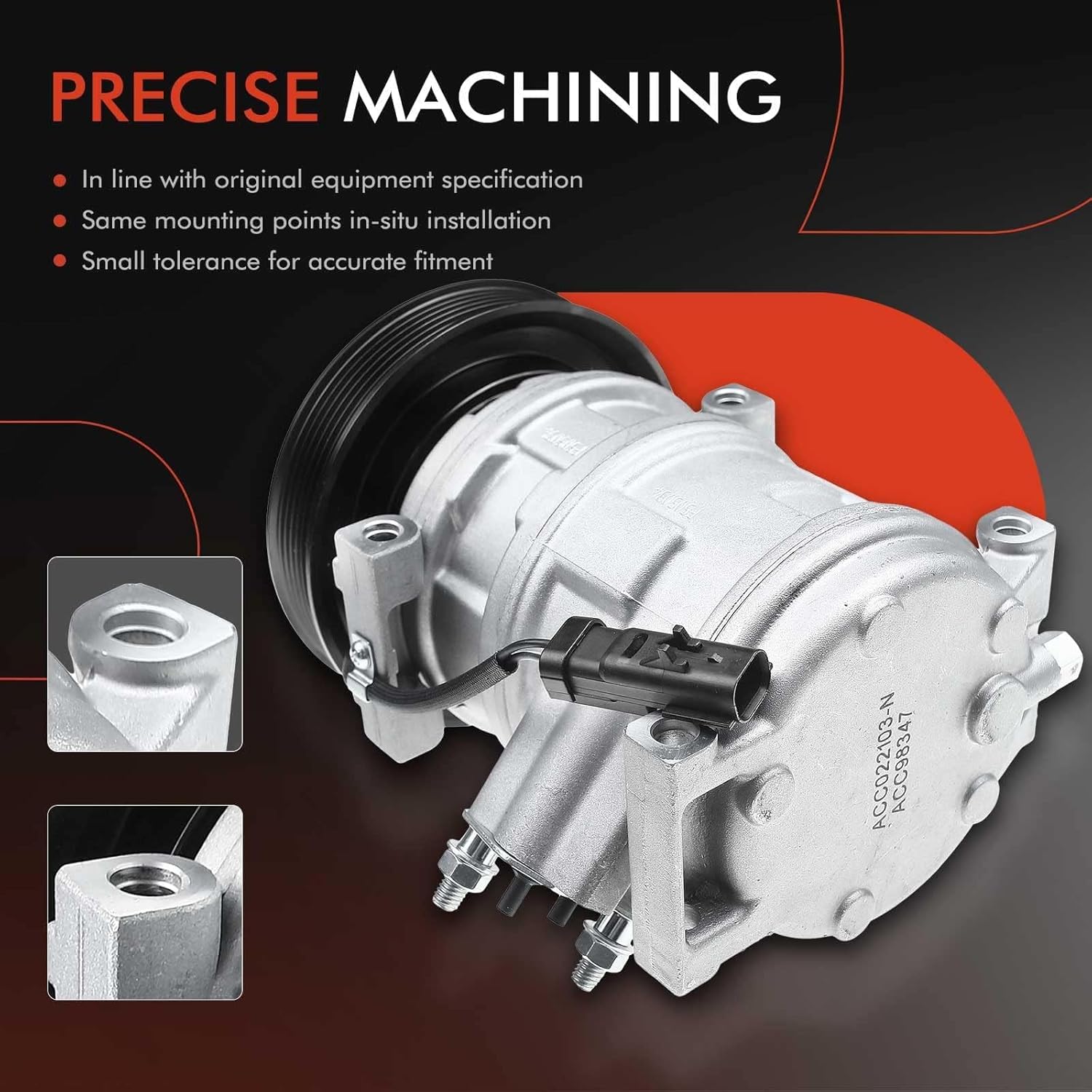 A-Premium A/C Compressor with Clutch Compatible with Dodge Caravan 2.4L 2004-2007