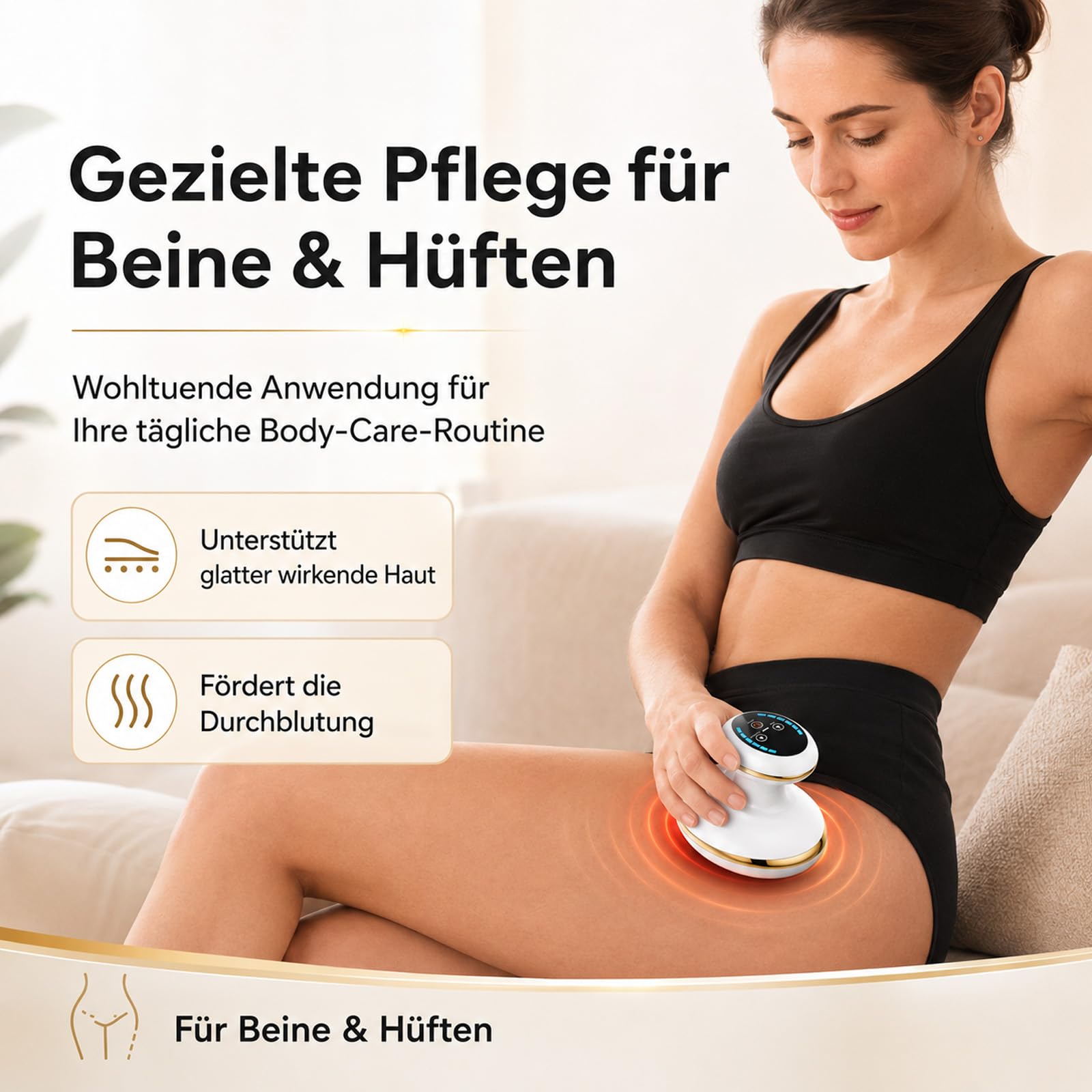 Celluvia Massage 4in1 Vakuummassagegerät gegen Cellulite, Rotlicht & Lymphpflege, Hautstraffend & Glättend