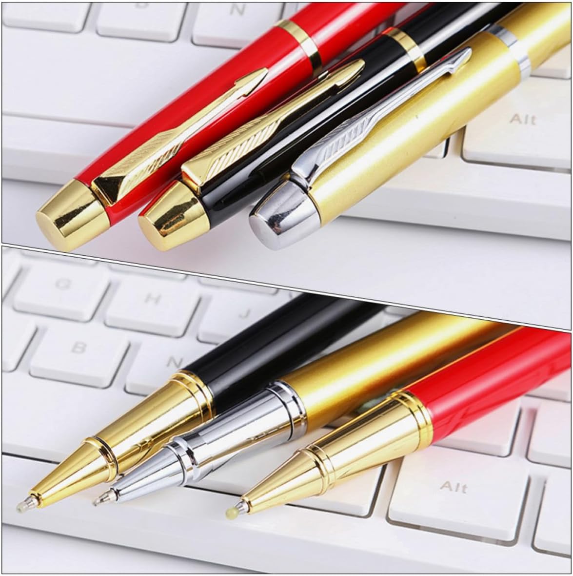 NUOBESTY Refillable Stainless Steel Metal Pen with Smooth Writing for Business Events and Office Use, Modern Stylish Crimson Meeting Signature Pen