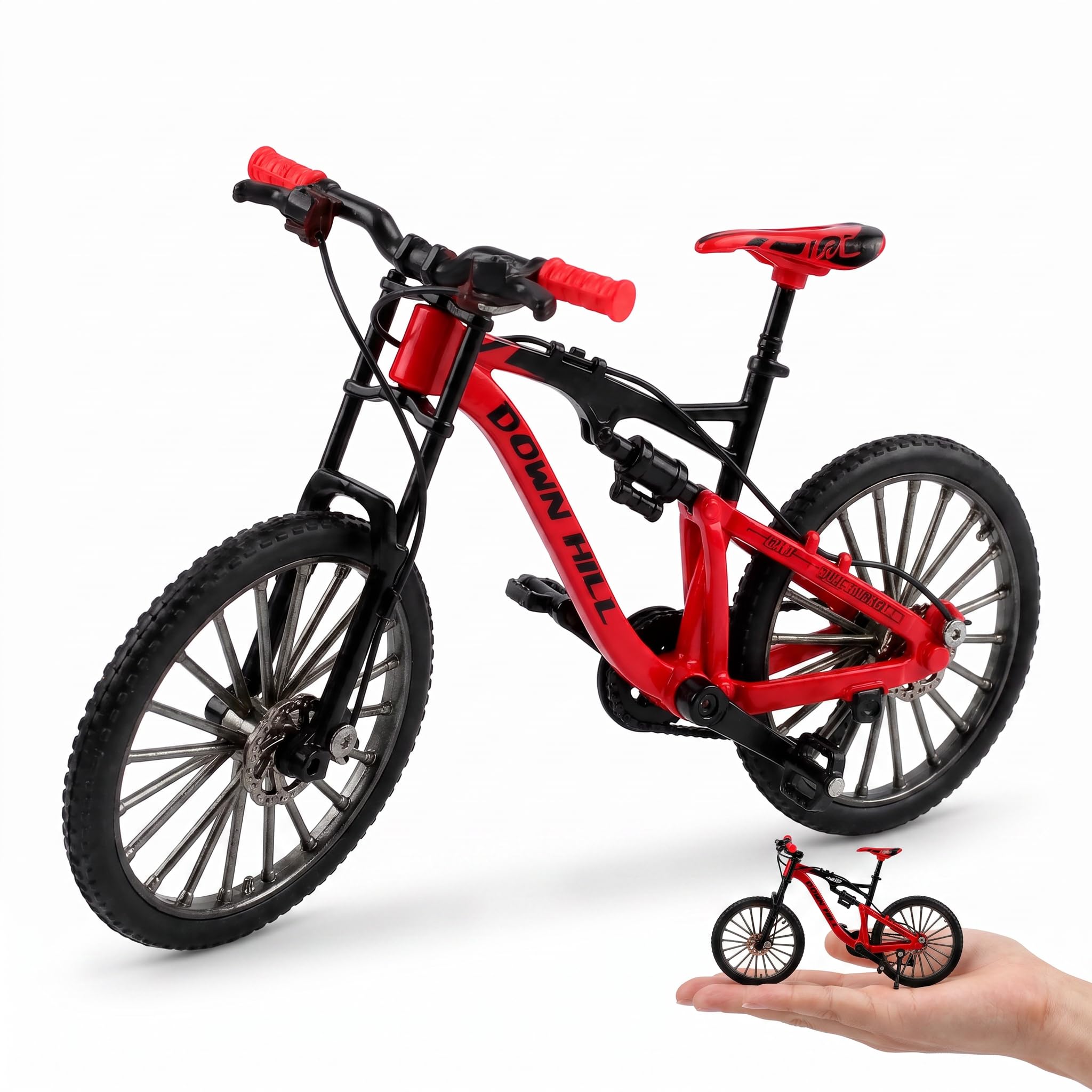 Kuwuarg Red Finger Mountain Bike, Alloy Miniature Model for Desk Decor