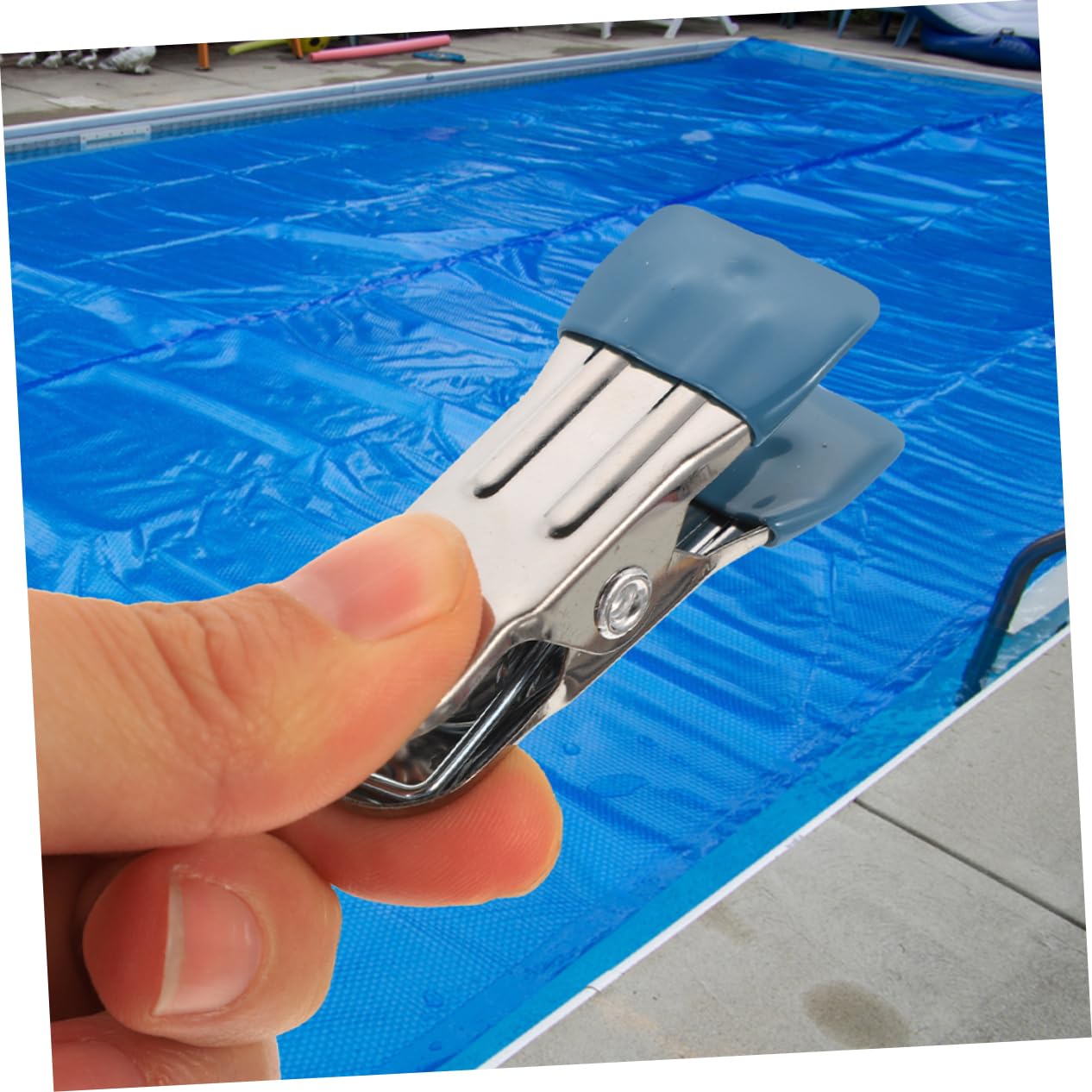 Sosoport 4 Juegos Clips De Cubierta De Piscina De Invierno Toldo Gránulos Perchas Cobertor Piscina Cubierta Piscina Ganchos para Colgar Abrazaderas De Ropa A Prueba De Viento PVC 50 Uds * 4
