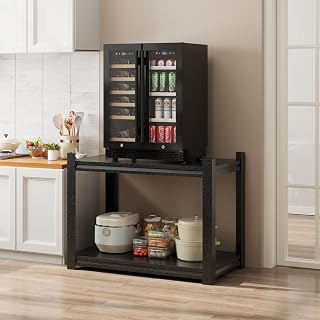 Mini Fridge Stand with Storage,Heavy Duty ini Fridge Shelf 220lbs Mini Fridge Table for Dorm,Small Refrigerator Stand Storage Cart,Black