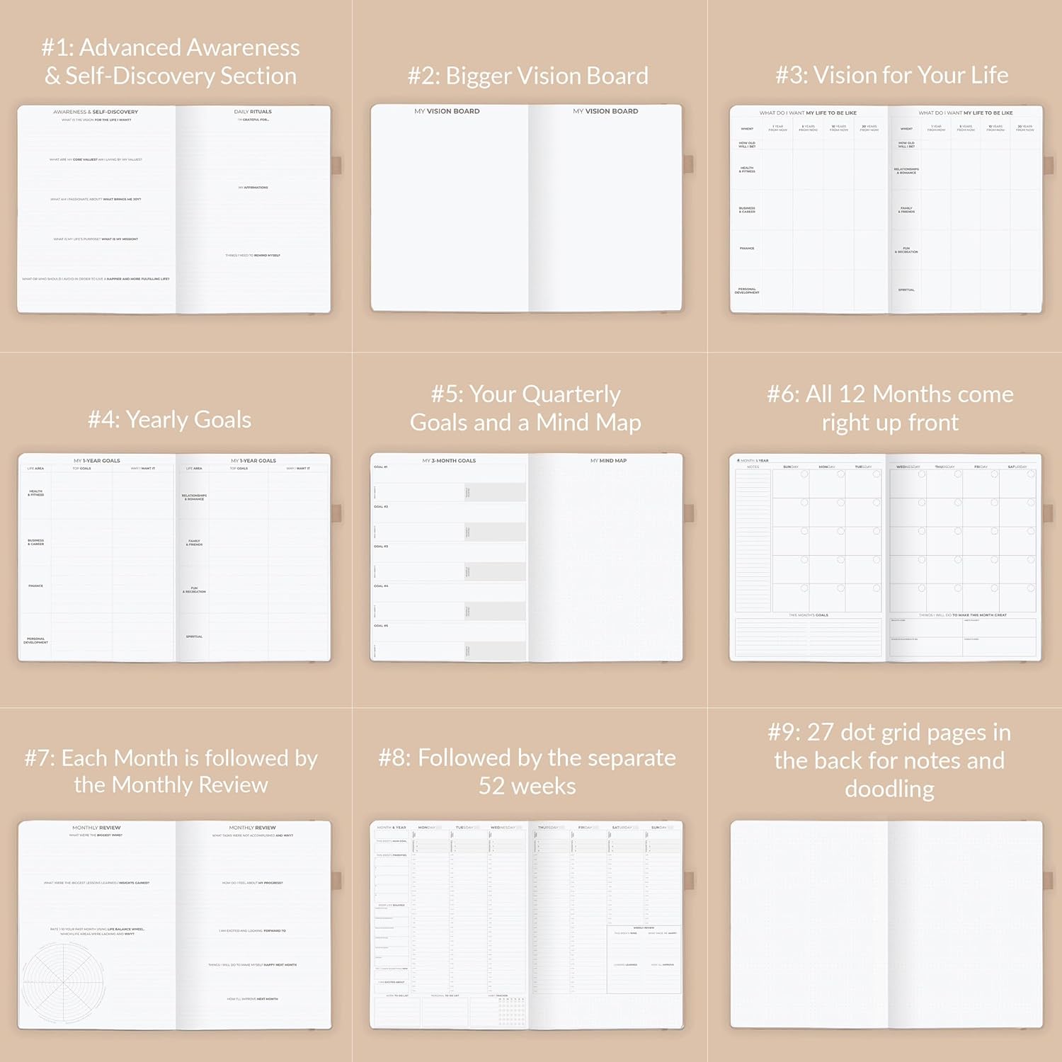 Clever Fox Planner PRO Schedule – Undated Weekly & Monthly Life Planner with Time Slots, Appointment Book & Daily Organizer, A4 (Seashell)