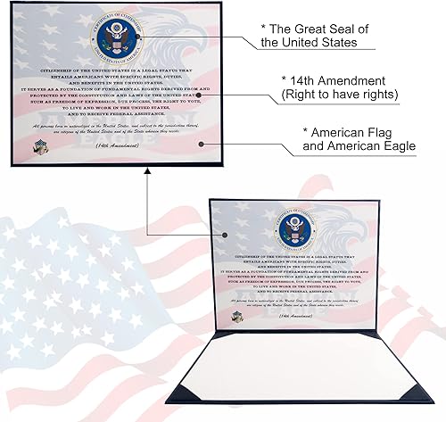 Miniatura 4 de GraduatePro Portacertificado de Ciudadanía Estadounidense 2025 Naturalización Cubierta Acolchada de Cuero Sintético con Gran Sello Dorado de los