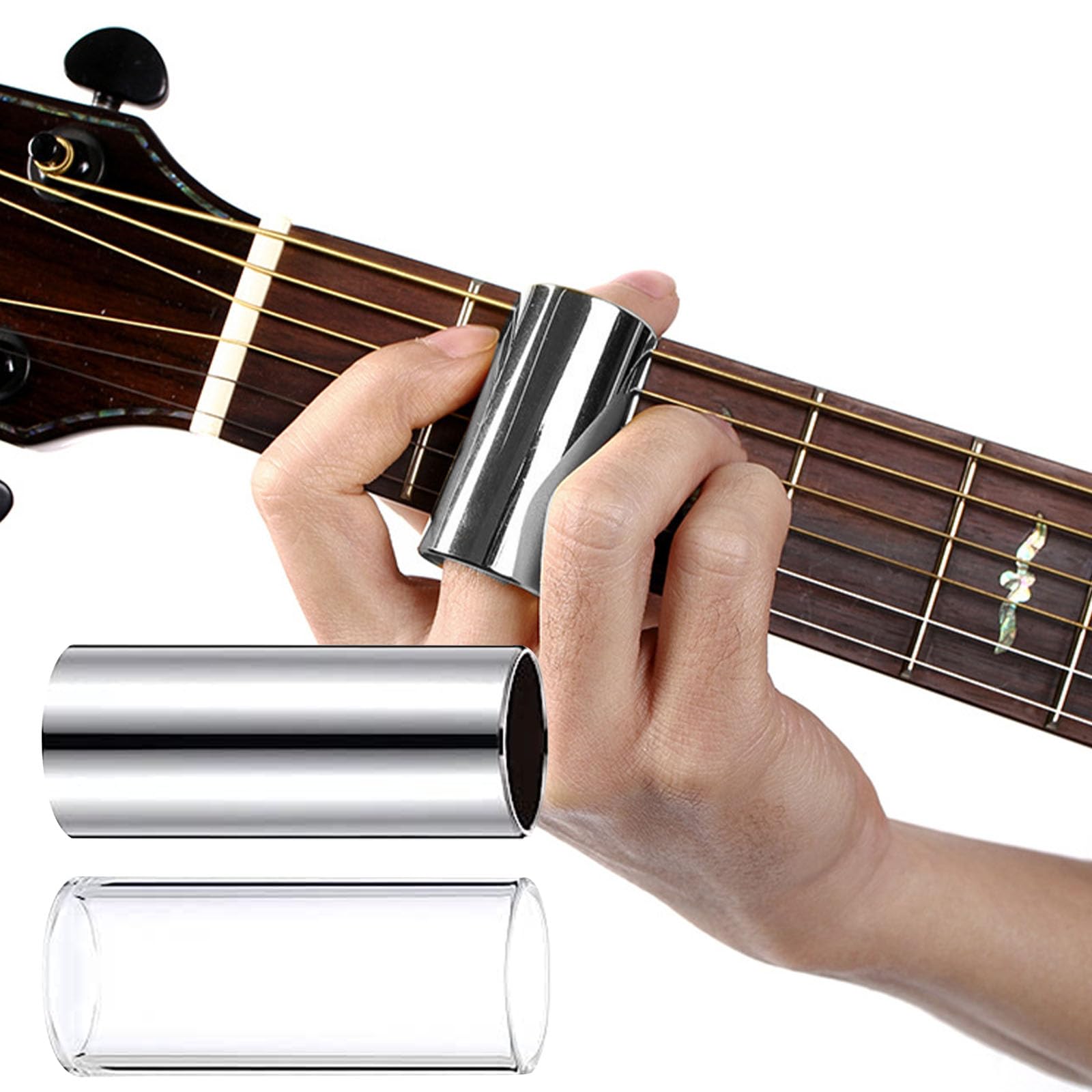 Slide Per Chitarra In Vetro E Acciaio Inox - Set 2 Pezzi Per Chitarra E Basso - Foto 7