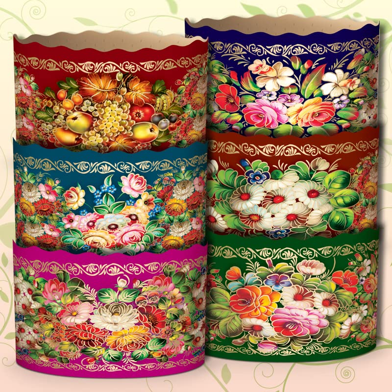 6pcs Baking Paper Molds for Easter Bread Cakes Panettone Paska Zhostovo 155 * 115mm