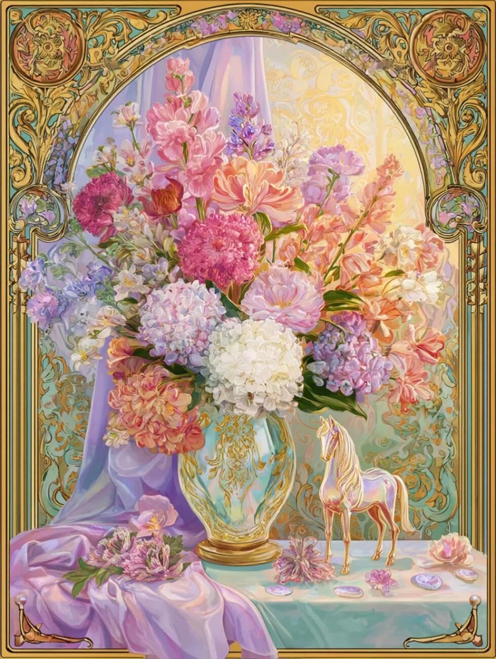 Henypt Cross Stitch Kit Flowers in a vase DIY Needlepoint Set for Adults Beginners with Accessories Handmade DIY/Gifts 14CT 80x100cm