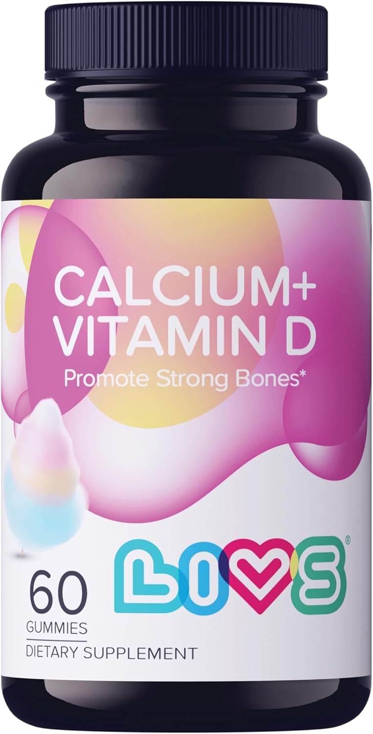 LIVS Calcium & Vitamin D3 Gummies for Adult & Kids – 170mg Calcium & 1000 IU Vitamin D3 Supplement for Immune Support, Bone & Teeth Health | Cotton Candy Flavor | Gluten-Free | 120 Count/60 Servings