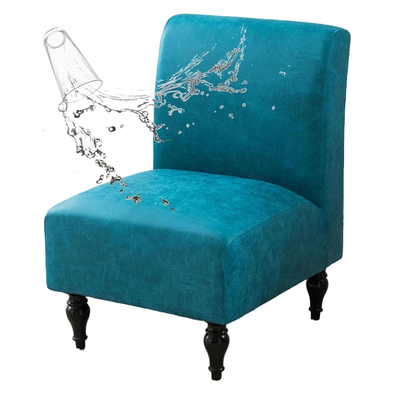 NMVAWIPT Waterproof Armless Accent Chair Slipcover - Faux Leather Slipper Cover With Elastic Bottom(2#,1pcs)