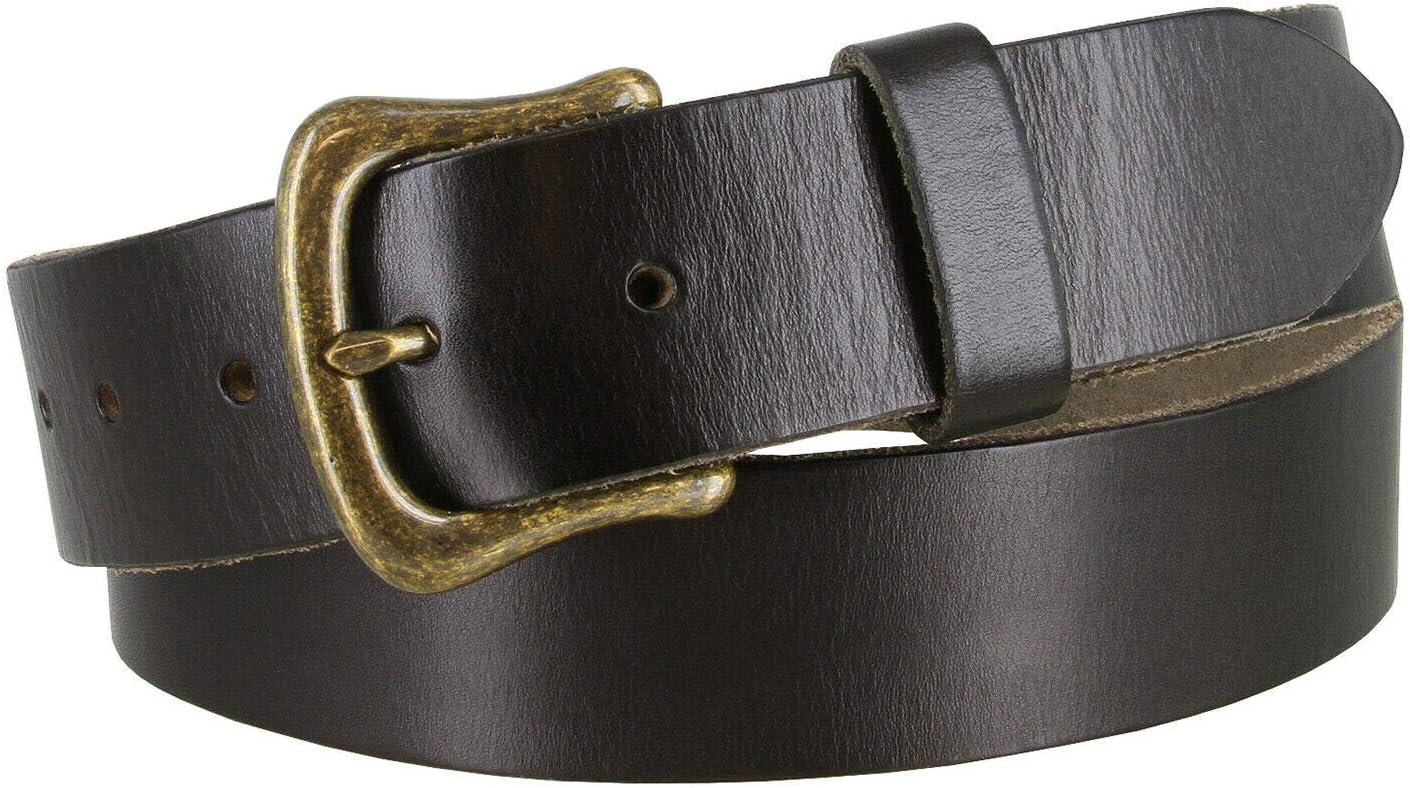 Belts.com Genuine Full Grain One-Piece 100% Leather Belt With Polished Solid Brass Buckle 1-1/2"(38mm) Wide - Image 2