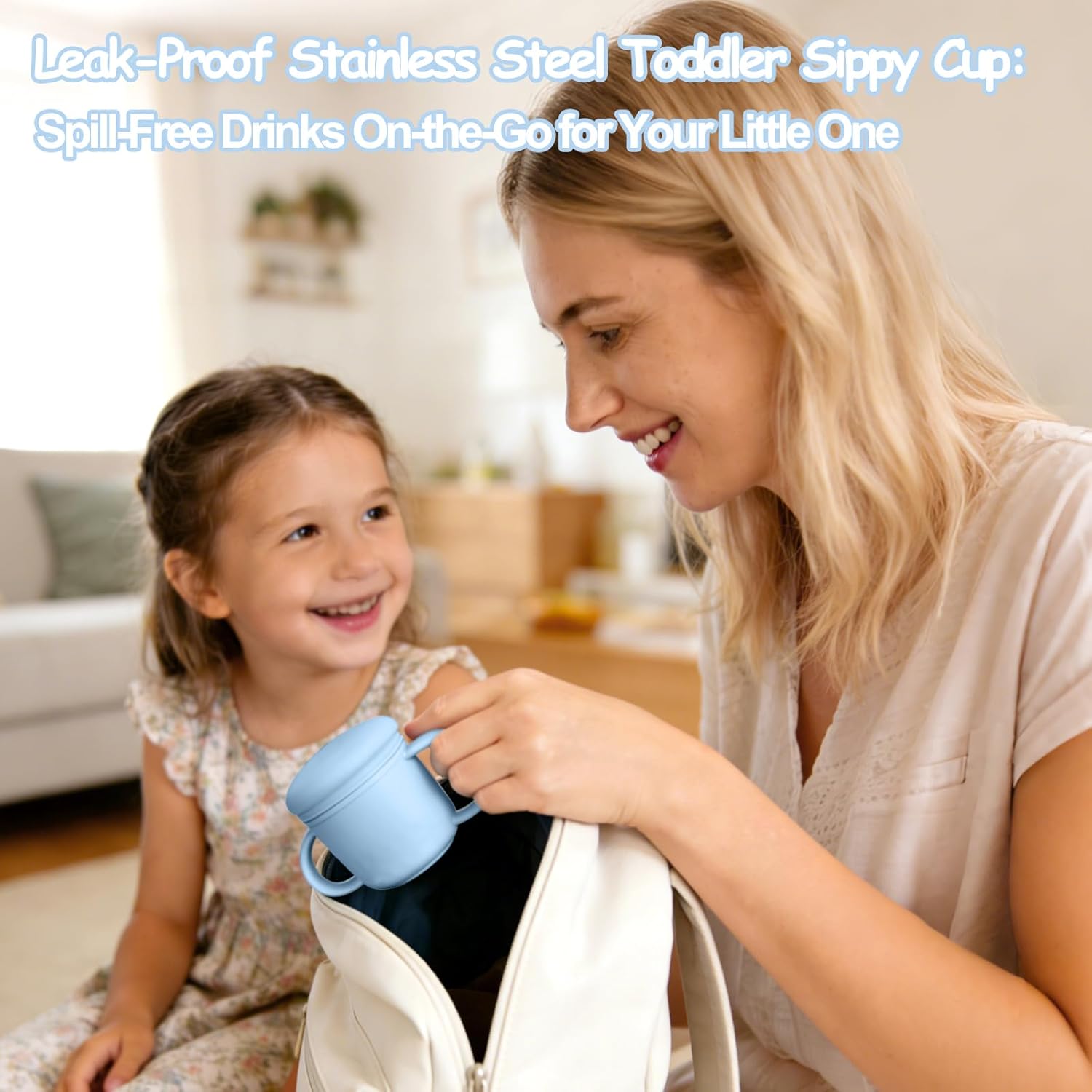 Mity rain 3-In-1 Stainless Steel Sippy Cup for 6+ Month Old, Baby Straw Cups for Toddlers 1-3 with Travel Lid, Silicone Straw, Replacement Straw & Cleaning Brush - 8oz Toddler Cups Spill Proof Set - Image 3