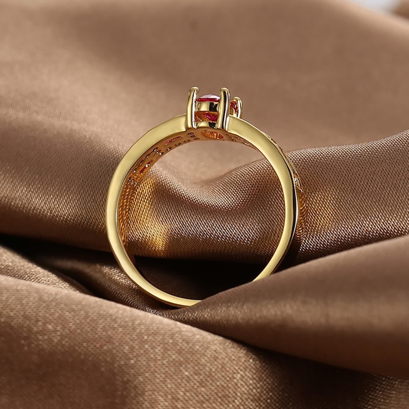Anillo de oro amarillo 750 de 18 quilates, elegante, vintage
