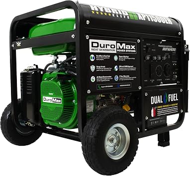 DuroMax XP11500EH Electric Start-Home Back Up & RV Ready, 50 State Approved Dual Fuel Portable Generator-11500 Watt Gas or Propane Powered, Green and Black