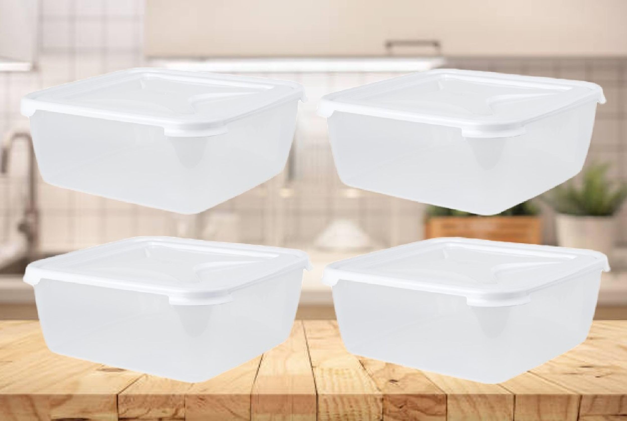 4 Wham Food Storage Container 10L Box Large Food Preserve Cake Tub 32.5cm x 13cm