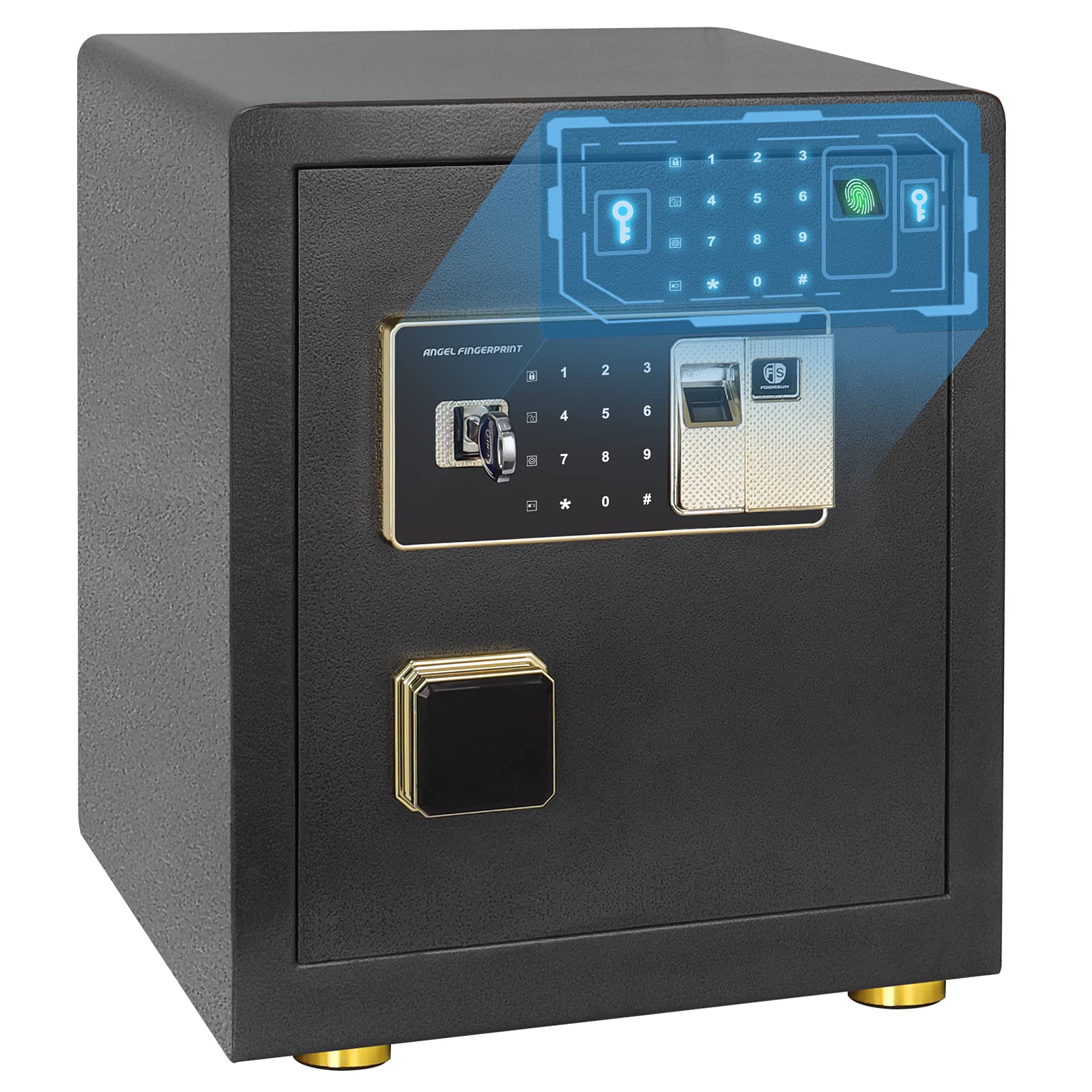 Safe Box, Fingerprint Money Safe 1.7 Cubic Home Personal Safe with Intelligent Alarm System, Digital