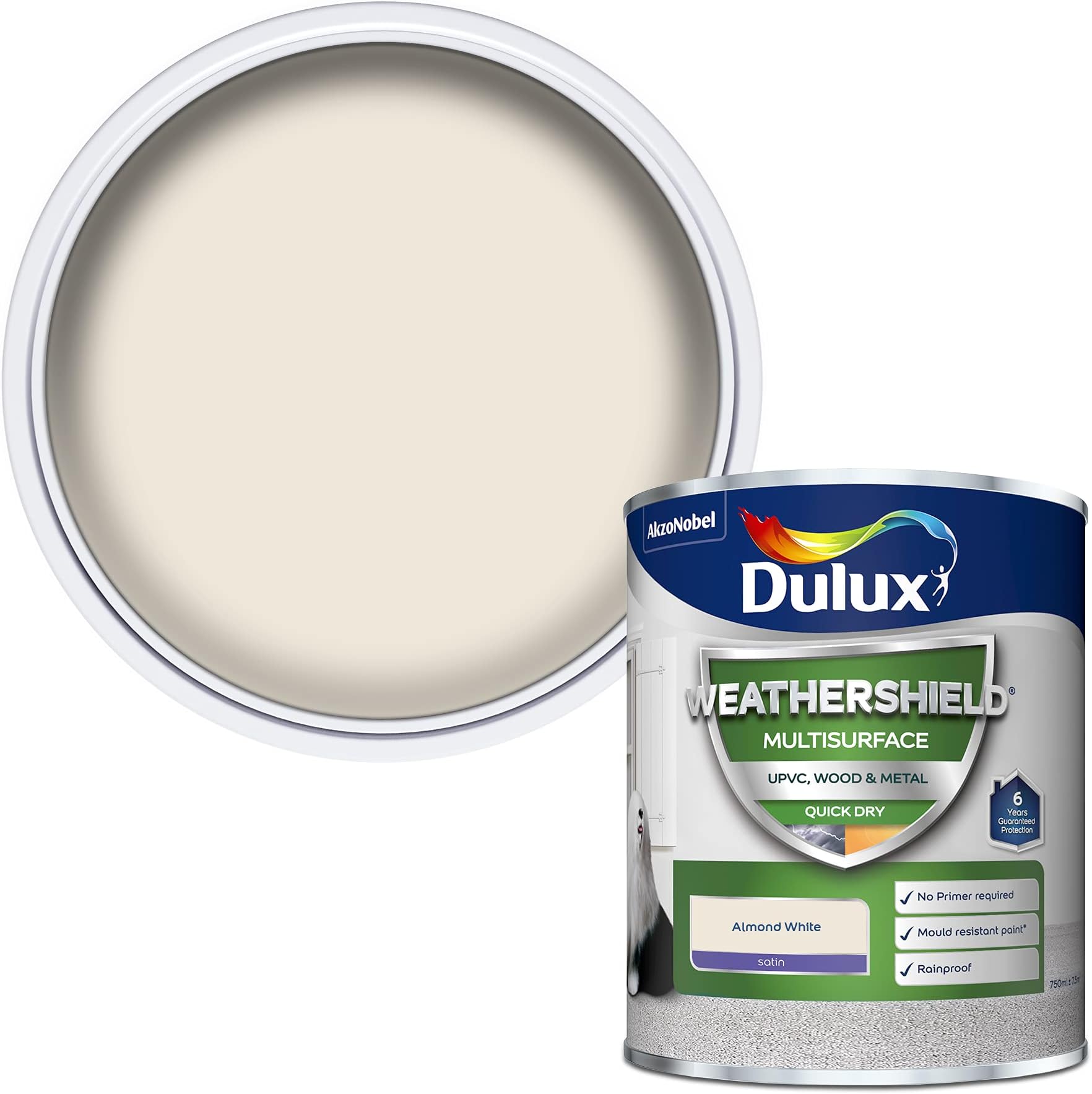 Dulux 5362506 Weathershield Multi Surface Paint - Almond White - 750ML