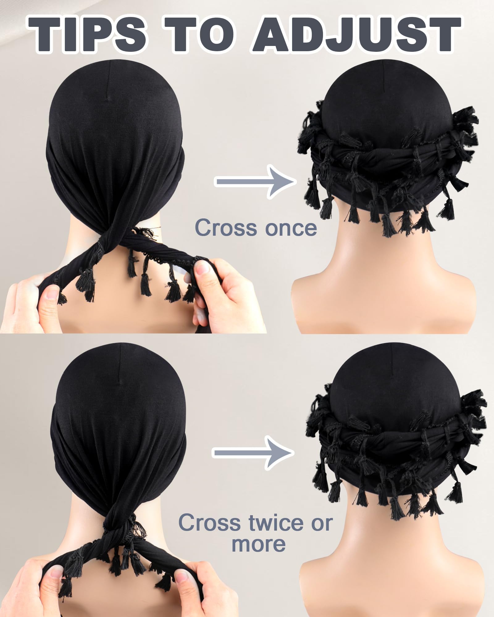 Babalet Halo Turbante per uomo donna foderato in raso Durag Head Wraps Skull Cap pre-legato nappe treccia Beanie Vintage Twist Cofano