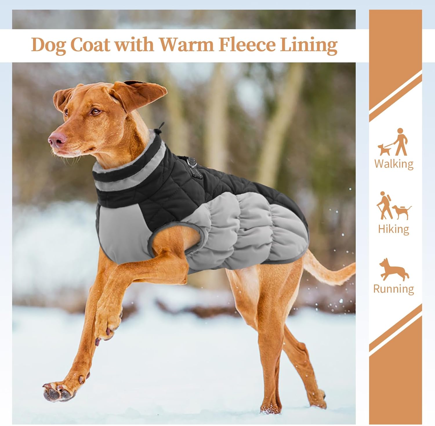 Winter Dog Coat,Large Dog Jacket,Waterproof Pet Jacket with Back Zipper,Pet Coat with Harness Built in,Warm Dogs Coat with Fleece Lined,Snow Jacket Clothes French Bulldog Shiba Inu,Black,L - Image 4